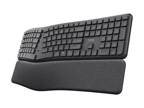 Trust Keyra, Fuld størrelse (100 %), Trådløs, RF trådløs + Bluetooth, Membran, QWERTY, Sort