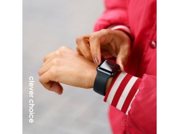 Crong CRG-40LQB-BLK, Klokkereim, Apple, Apple Watch 42/44/45/49mm, Silikon, Metallisk