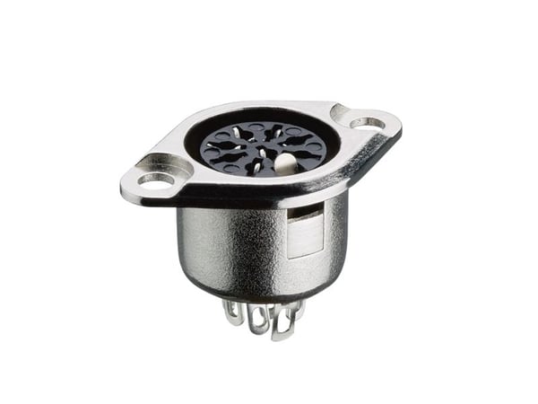 Lumberg 0103 06, DIN 6-polet, metallisk, nikkel, sink, sølv, 30 mO, 60 V