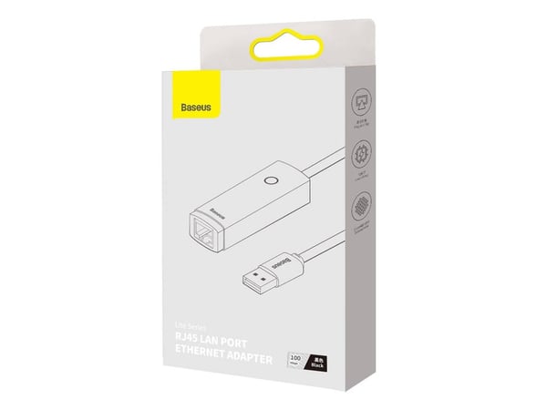 Baseus Lite Series USB til RJ45 nettverksadapter, 100 Mbps (svart)