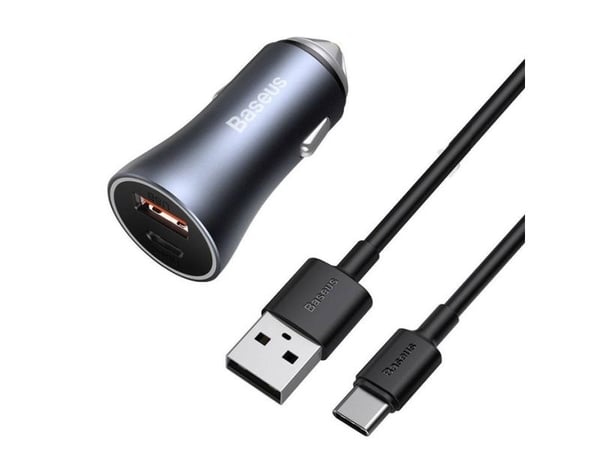 Baseus - Bilstrømadapter - 40 watt - 3 A - PD, QC (USB, USB-C) - på kabel: USB-C