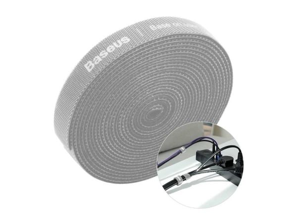 Taśma rzepowa, järjestäjä kabli Baseus Rainbow Circle Velcro Straps 3m (szary)