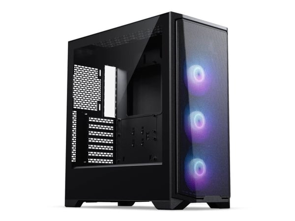 Phanteks Eclipse G370A - Mid tower gaming - utvidet ATX (E-ATX) - sidepanel med vindu (herdet glass) - ingen strømforsyning - svart - USB/lyd