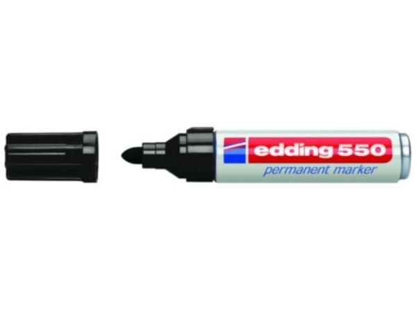edding 550 - Markør - permanent - for glass, metall, plast - svart - 3-4 mm