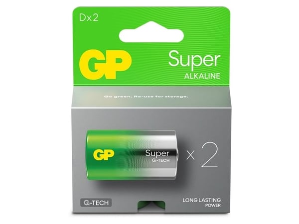 GP Super Alkaline D-batteri 13A/LR20 2-pak