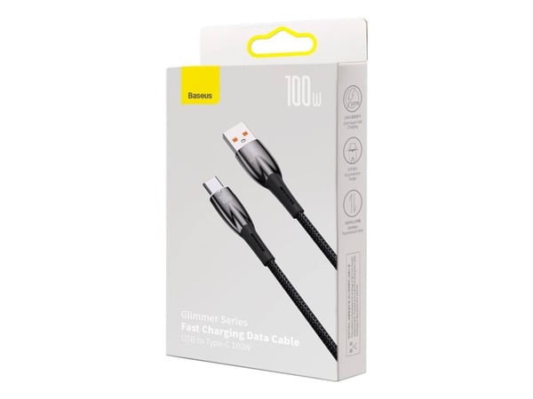 Baseus Glimmer Series hurtigladekabel USB-A - USB-C 100W 480Mb/s 1m svart