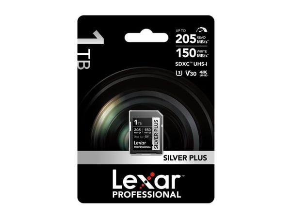 Lexar Professional SDXC SilverP UHS-I, 1 TB, SDXC, UHS-I, 205 MB/s, 150 MB/s, Sortera