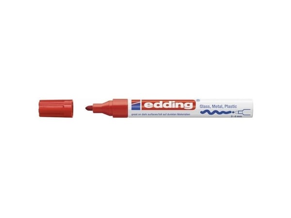 Paintmarker, Edding Ecoline, Paint 750 2-4MM, Rund spids, rød, permanent - (10 stk.)