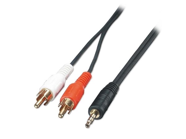 Lindy 35681, 3.5mm, Hankjønn, 2 x RCA, Hankjønn, 2 m, Svart, Rød, Hvit