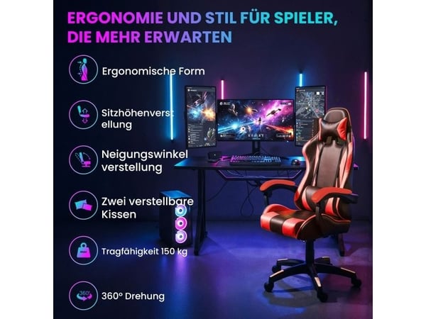 Extralink Gaming | Gaming stol | kontorstol, svingbar, kube, sort/rød, G-522