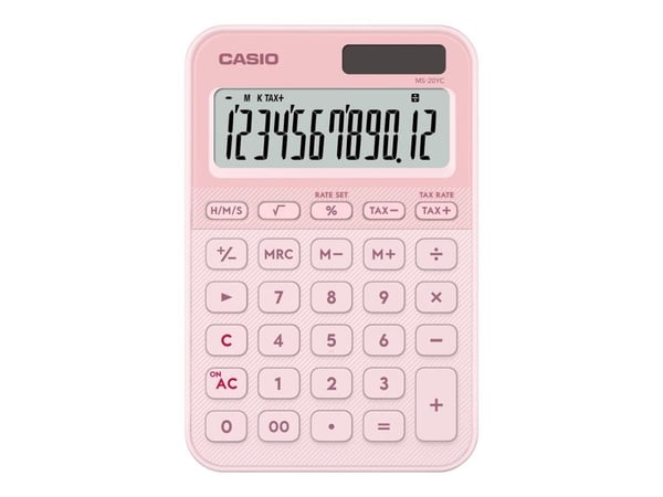Casio MS-20YC - Skrivebordskalkulator - 12 sifre - solpanel, batteri - Lys lyserød