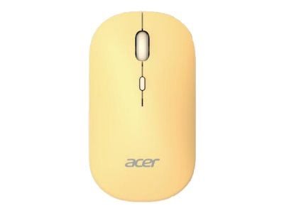 Acer AMR130 - Mus - ergonomisk - optisk LED - 4 knapper - trådløs - 2.4 GHz, Bluetooth 5.2 - USB trådløs mottaker - gul