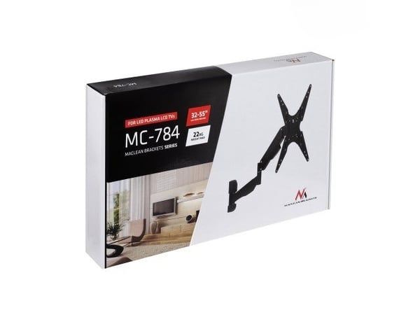 Maclean MC-784 - Monteringssett (monteringsarm for enkeltskjerm) - for flatpanel - metall - svart - skjermstørrelse: 32"-55" - veggmonterbar