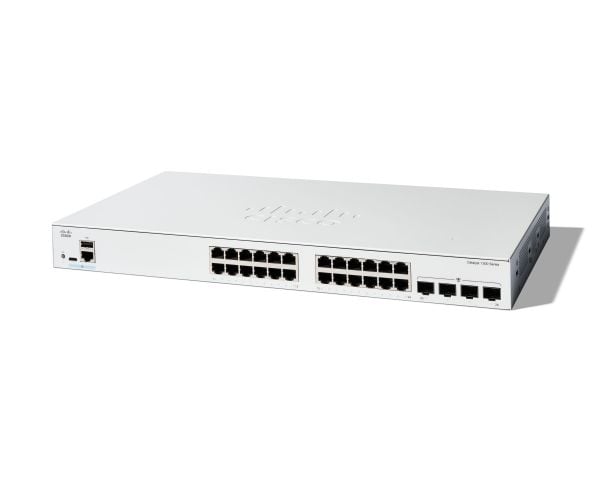Cisco Catalyst 1300-24T-4G - Switch - L3 - Styrt - 24 x 10/100/1000Base-T + 4 x Gigabit SFP - rackmonterbar - gjenfabrikert