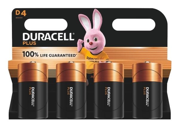 Duracell 142039, Engångsbatteri, D, Alkalisk, 4 styck, Upphängbar förpackning, Cylindrisk