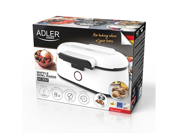 Adler , 2 våffla/våfflor, Circel, Vit, 0,73 m, Energiljus, Redo, 1000 W