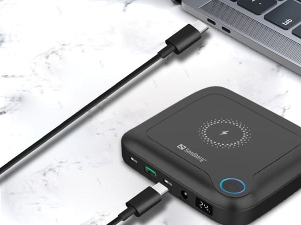 Sandberg - Strømbank - all-in-one - 25000 mAh - 91.2 Wh - 91 watt - 6.7 A - PD - 4 utgangskontakter (power DC jack, 2 x USB-C, USB)
