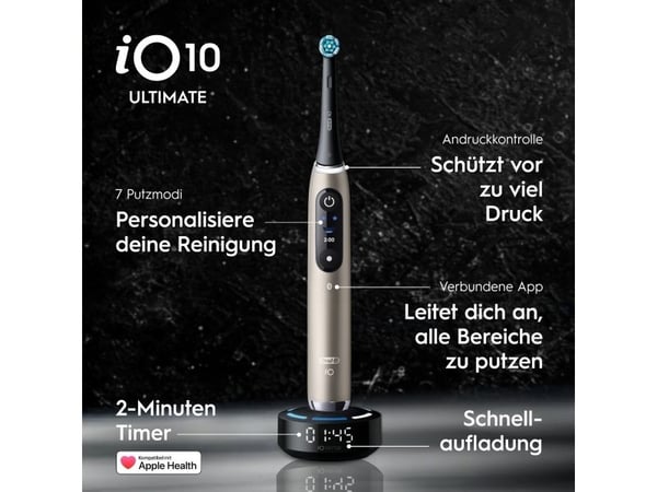 Oral-B iO Series 10 17398125, Voksen, Oscillerende Tannbørste, Sensitiv / Myk, Whitening, Gum omsorg, Grundig rens, Tongue care, Daglig stell, Smar...
