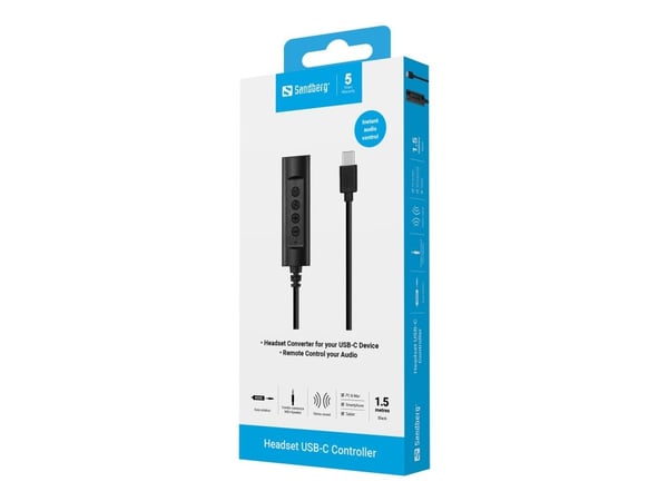 Sandberg Headset USB-C Controller, 1.5m