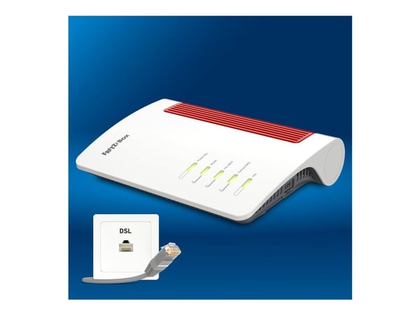 FRITZ!Box 7690 - International - trådløs ruter - DSL-modem 3-portssvitsj - 1GbE, 2.5GbE, Wi-Fi 7 Dobbeltbånd - VoIP-telefonadapter (DECT) - veggmon...