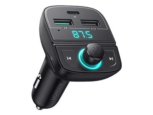 Ugreen [AI generated title] Biloplader / FM-Sender Med Bluetooth 5.0 3 Usb Porte, USB, iPhone, Svart, Cigartenner/lighter