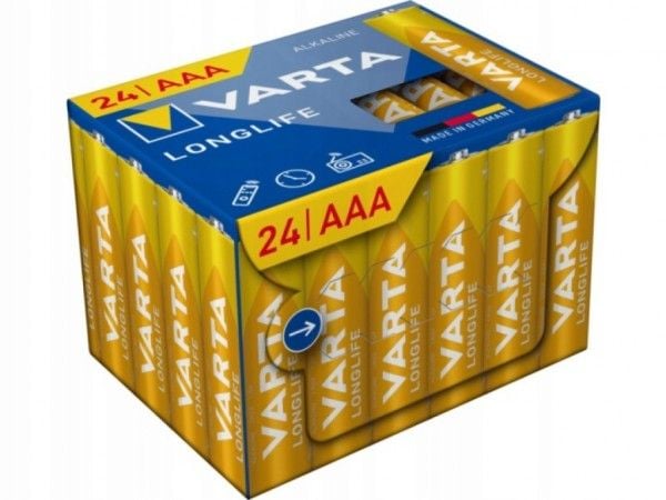Varta Longlife, Engangsbatteri, AAA, Alkalinsk, 1,5 V, 24 stykker, 44,5 mm