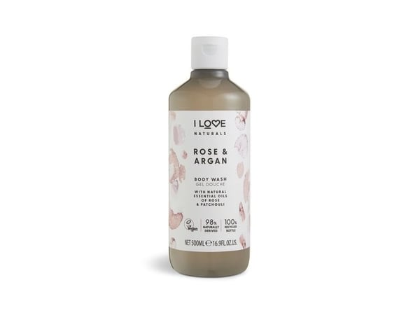 I Love I Love, Naturals Collection, Vegan, Fuktighetsgivende, Rose & Argan, Body Wash 500 ml (unisex)