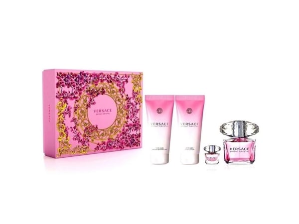 Versace-sett Bright Crystal EDT spray 90 ml + EDT 5 ml + shower gel 100 ml + body lotion 100 ml