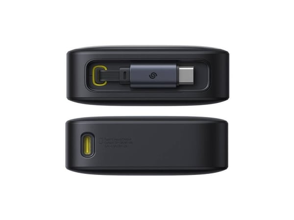 Baseus Free2Pull powerbank 10000mAh 30W med USB-C og uttrekkbar USB-C-kabel - svart