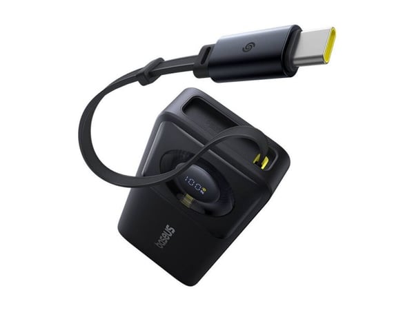 Baseus Free2Pull powerbank 10000mAh 30W med USB-C og uttrekkbar USB-C-kabel - svart
