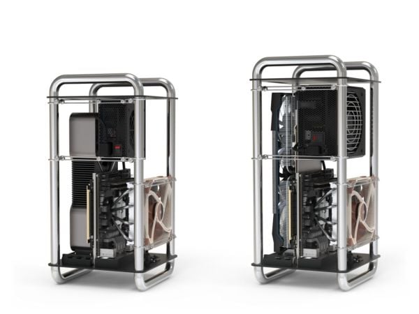 Streacom DA6 XL - SFF - mini-ITX - ingen strømforsyning (ATX / SFX / SFX-L) - krom - USB