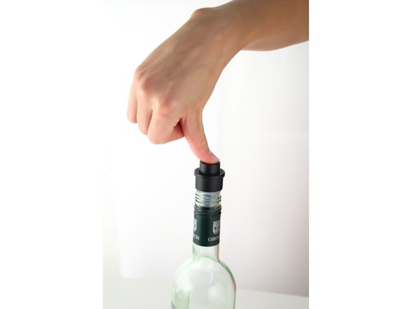 Fackelmann 49605 Bouchon avec Pompe à Vide Plastique/Silicone Noir/Transparent 6 cm