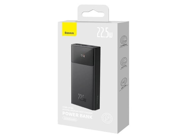 Baseus Star-Lord, 20000 mAh, Trådløs lading, 22,5 W, Sort