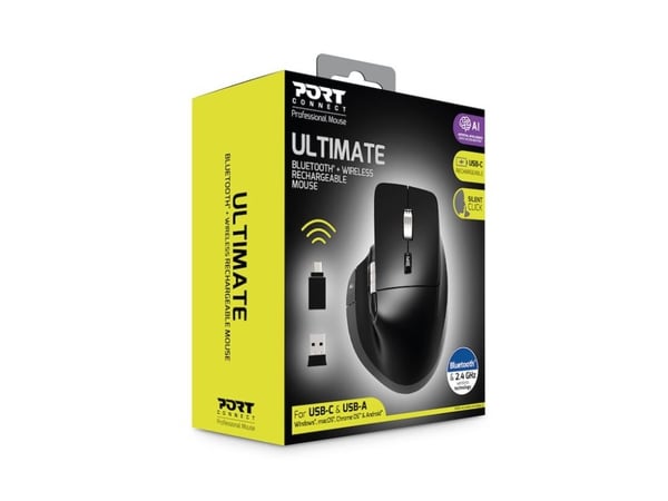 Port Designs 910203, Oikeakätinen, Optinen, RF Wireless + Bluetooth, 4000 DPI, musta