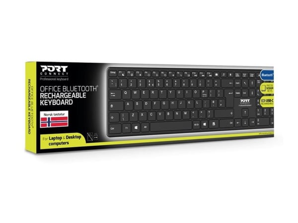 PORT Connect OFFICE PRO - Tastatur - ladbar - trådløs - Bluetooth - QWERTY - Nordisk
