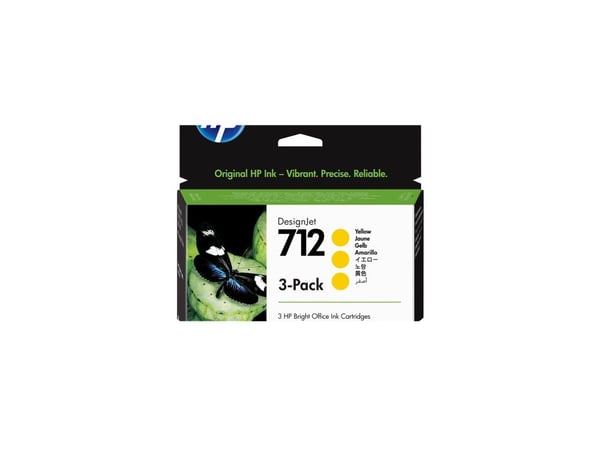 HP 712 - 3-pack - 29 ml - gul - original - DesignJet - blekkpatron - for DesignJet Studio, T210, T230, T250, T630, T650