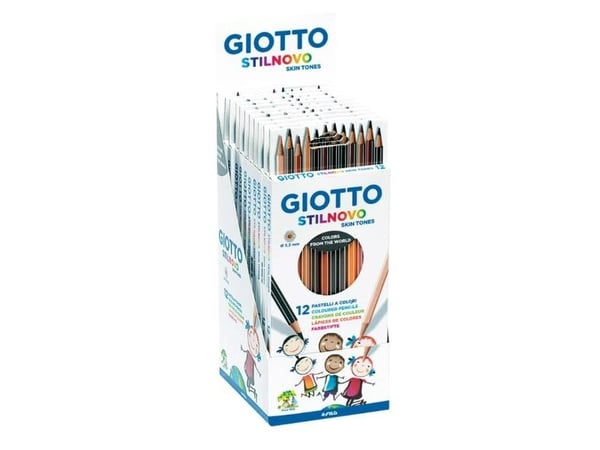 GIOTTO färgpennor STILNOVO SKIN TONES, 12-pack i kartonetui, färgbelagd lack med silverkanter och namnfält (F257400) (1 st)