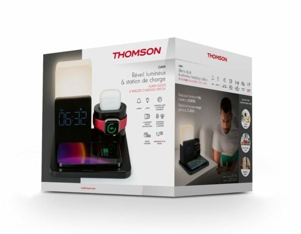 Thomson Thomson 3-i-1 ladestasjon Vekkerklokke Nattlampe