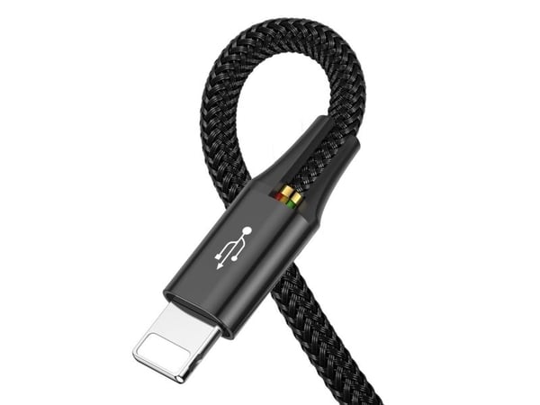 Baseus KB2L435A12BK, Sort, Blå, Grønn, Rød, USB A, 2 x Lightning + micro-USB B + USB C, 1,2 m, Hankjønn, Hankjønn