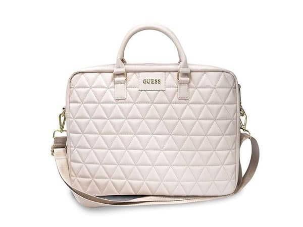 Guess quiltet veske for 16" laptop - rosa