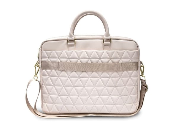 Guess quiltet veske for 16" laptop - rosa