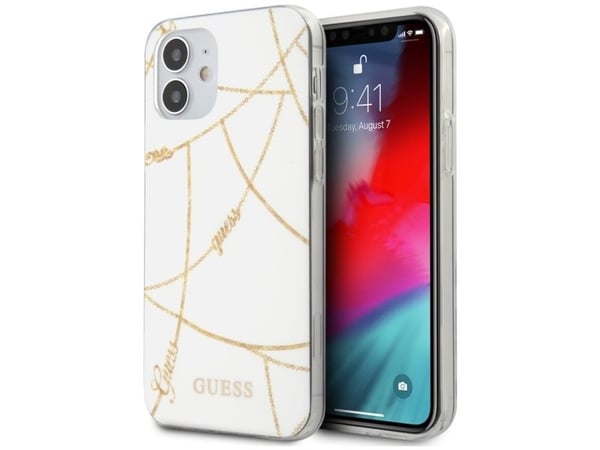 GUESS hardt deksel HARD CASE GOLD CHAIN Collection iPhone 12 mini hvit