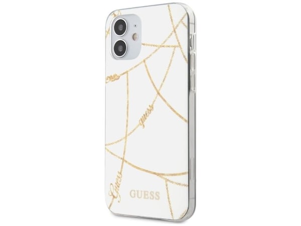 GUESS hardt deksel HARD CASE GOLD CHAIN Collection iPhone 12 mini hvit