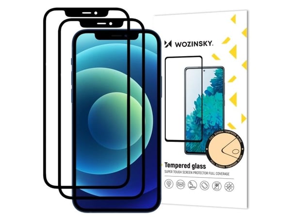 Wozinsky 2x herdet glass full lim skjermbeskytter full dekning med rammevennlig for iPhone 12 Pro / iPhone 12 - svart