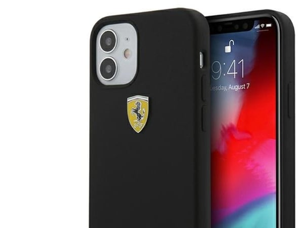 Ferrari FESSIHCP12SBK hardcase i On Track silikon til iPhone 12 mini 5.4" - svart/svart