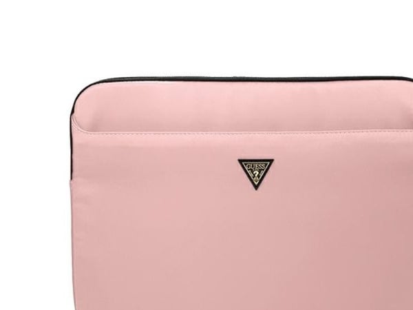 Guess nylon trekant-logo-etui til 13" laptop - rosa