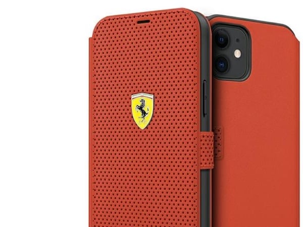 Ferrari FESPEFLBKP12SRE iPhone 12 mini 5,4" rød/rød bok On Track perforert