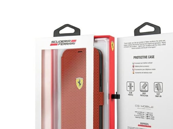 Ferrari FESPEFLBKP12SRE iPhone 12 mini 5,4" rød/rød bok On Track perforert