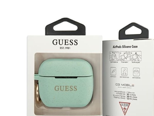 GUESS Suojus silikoni Glitter vihreä, Apple AirPods Pro, GUACAPSILGLGN, Blister (GUACAPSILGLGN)