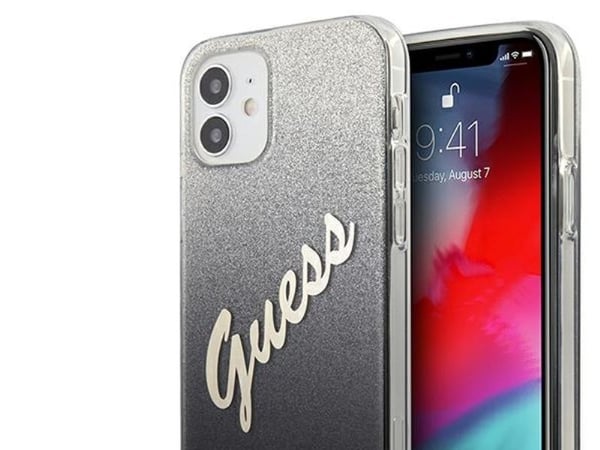 Guess GUHCP12SPCUGLSBK iPhone 12 mini 5,4" czarny/black hardcase Glitter Gradient Script